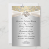 Invitation Annonces Silver Swirl Tiara Quinceanera (Dos)