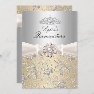 Invitation Annonces Silver Swirl Tiara Quinceanera