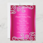Invitation Annonces Sweet 16 Rose Bow & Sparkle Diamond (Dos)