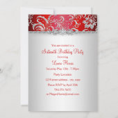 Invitation Annonces Sweet 16 Ruban Rouge & Diamant Étincelant (Dos)