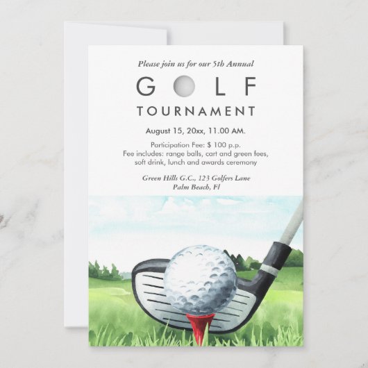 Invitation annuelle au tournoi de golf (Devant)