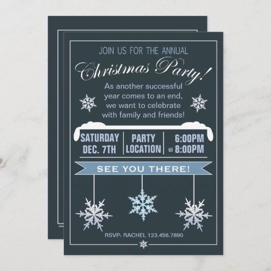 Invitation annuelle de fête de Noël de flocon de (Devant / Derrière)