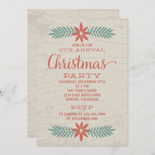 Invitation annuelle de Noël Retro (Devant / Derrière)