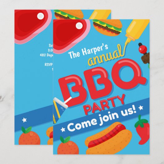 Invitation annuelle du barbecue (Devant / Derrière)