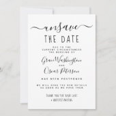 Invitation Annulation de la date calligraphiée pour un mariag (Devant)