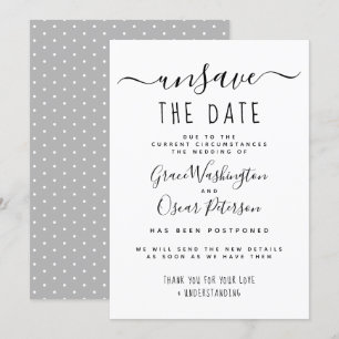 Invitation Annulation de la date calligraphiée pour un mariag