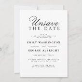 Invitation Annulation de la date Mariage élégant reporté (Devant)
