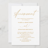 Invitation Annulation de mariage à la calligraphie en or faux (Devant)
