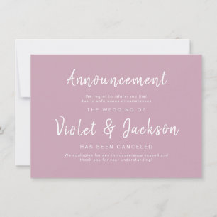Invitation Annulation de mariage de script minimaliste rose D