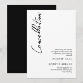Invitation Annulation de mariage noir blanc moderne élégant (Devant / Derrière)