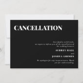 Invitation Annulation du Mariage minimal Black Clean (Devant)