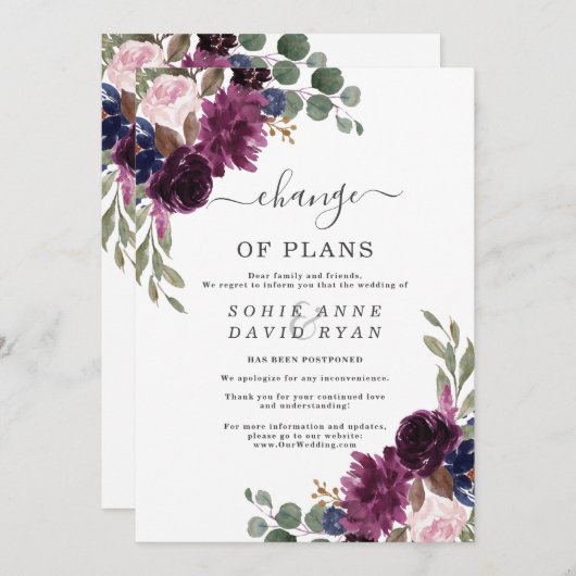 Invitation Annulation mariage Flore Changement De Plans (Devant / Derrière)