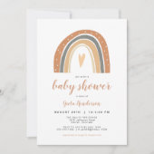 Invitation ANSLEY| Baby shower arc-en-ciel d'Orange brûlé en  (Devant)