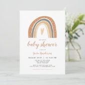 Invitation ANSLEY| Baby shower arc-en-ciel d'Orange brûlé en  (Debout devant)