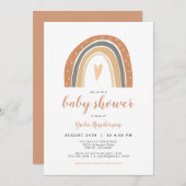 Invitation ANSLEY| Baby shower arc-en-ciel d'Orange brûlé en  (Devant / Derrière)