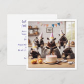 Invitation Anteaters fêtant l'anniversaire avec gâteau et cas (Devant / Derrière)