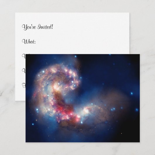 Invitation Antennes Galaxies Colorée Composite (Devant / Derrière)