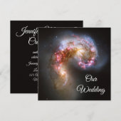 Invitation Antennes Galaxies roses étoiles Mariage cosmique (Devant / Derrière)