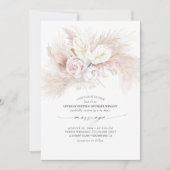 Invitation Anthurium blanc et Pampas Grass mariage élégant (Devant)