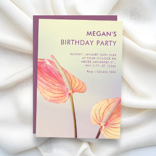 Invitation Anthurium floral esthétique minimaliste d'annivers