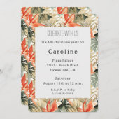 Invitation Anthurium orange tropical Anniversaire floral (Devant / Derrière)