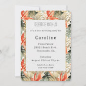 Invitation Anthurium orange tropical Anniversaire floral (Devant)