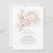 Invitation Anthurium rose et pampas, graisse de la floraison (Devant)
