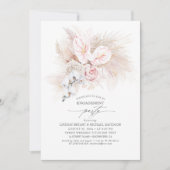 Invitation Anthurium rose et Pampas Partie d'engagement en he (Devant)