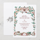 Invitation Antique 1750 Rococo baroque cadre floral (Devant / Derrière)