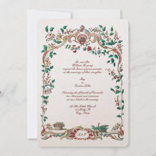 Invitation Antique 1750 Rococo baroque cadre floral