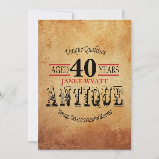 Invitation Antique 40e anniversaire (Devant)