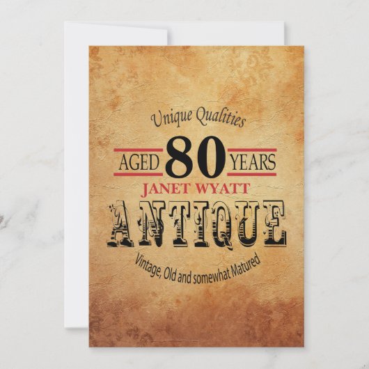 Invitation Antique 80e anniversaire (Devant)