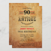 Invitation Antique 90e anniversaire (Devant / Derrière)