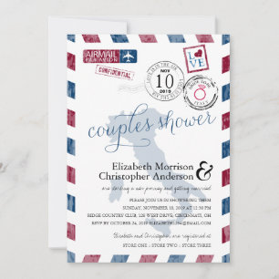 Invitation Antique Airmail Italie   Douche Couples
