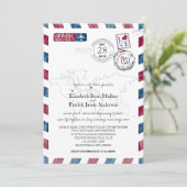 Invitation Antique Airmail New Jersey et France | Mariage (Debout devant)