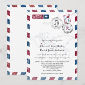 Invitation Antique Airmail New Jersey et France | Mariage (Devant / Derrière)