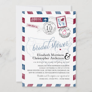 Invitation Antique Airmail Ohio   Fête des mariées