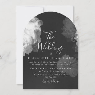 Invitation Antique B&W Vintage Romantique Floral Mariage