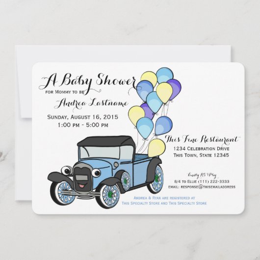 Invitation Antique Baby shower de camion (Devant)