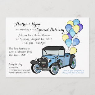 Invitation Antique Baby shower de camion