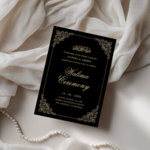 Invitation Antique Baroque Or Script Walima Cérémonie noire