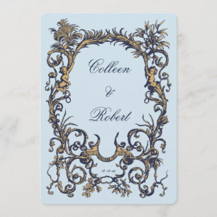 Invitation Antique baroque ornée c.1700s Design avec Cherubs