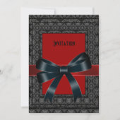 Invitation Antique Black Brocade Bow (Devant)