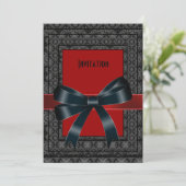 Invitation Antique Black Brocade Bow (Debout devant)