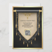 Invitation Antique Black Gold Scroll Mariage musulman (Dos)