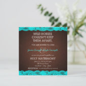 Invitation Antique Brown et Turquoise Mariage en dentelle ble (Debout devant)