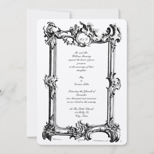 Invitation Antique cadre rococo baroque du XVIIIe siècle (Devant)