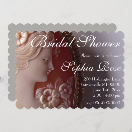 Invitation Antique Cameo (Devant / Derrière)