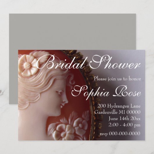 Invitation Antique Cameo (Devant / Derrière)