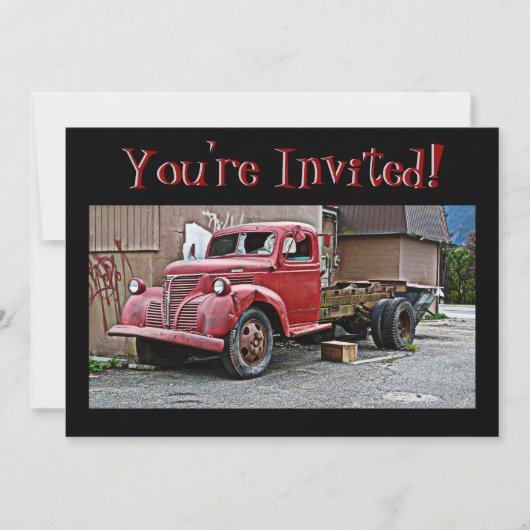 Invitation Antique Camion rouge Vintage Vous êtes invité ! (Devant)